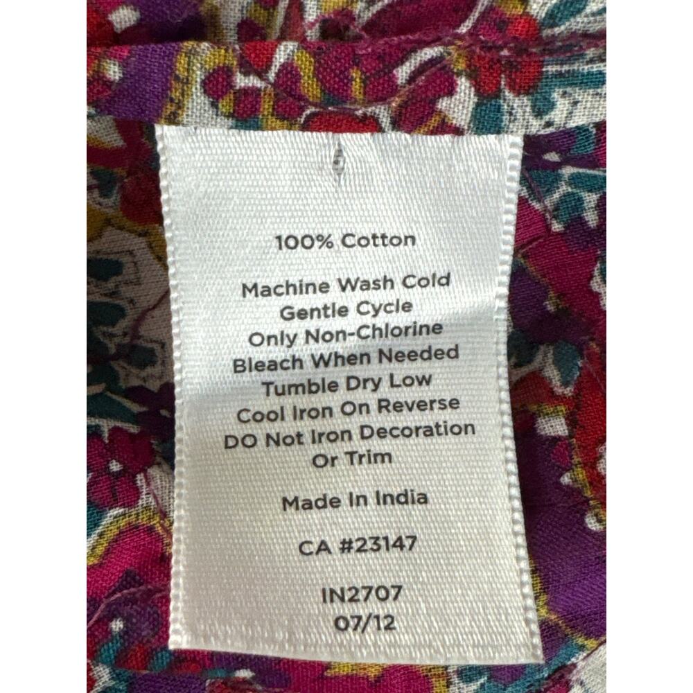 Talbots Popover Top Paisley Multicolored Blue Glass Buttons Womens Sz 12 Fall - Picture 8 of 8